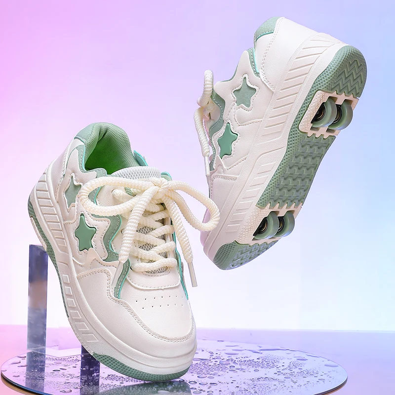 Running Shoes - 子供用ジュニアローラースケートシューズ、男の子と女の子向けの2輪スニーカー、ランニング用、大人用カジュアルシューズ。