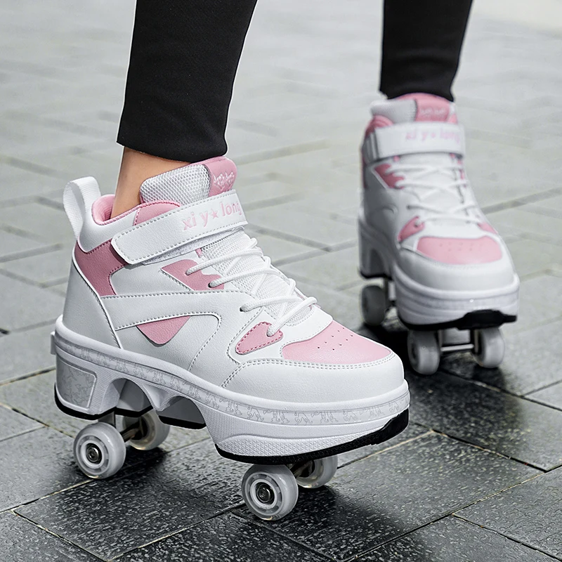 新しい子供用スポーツローラーブレード、変形可能な靴、4輪ロー - Running Shoes のレビューと価格