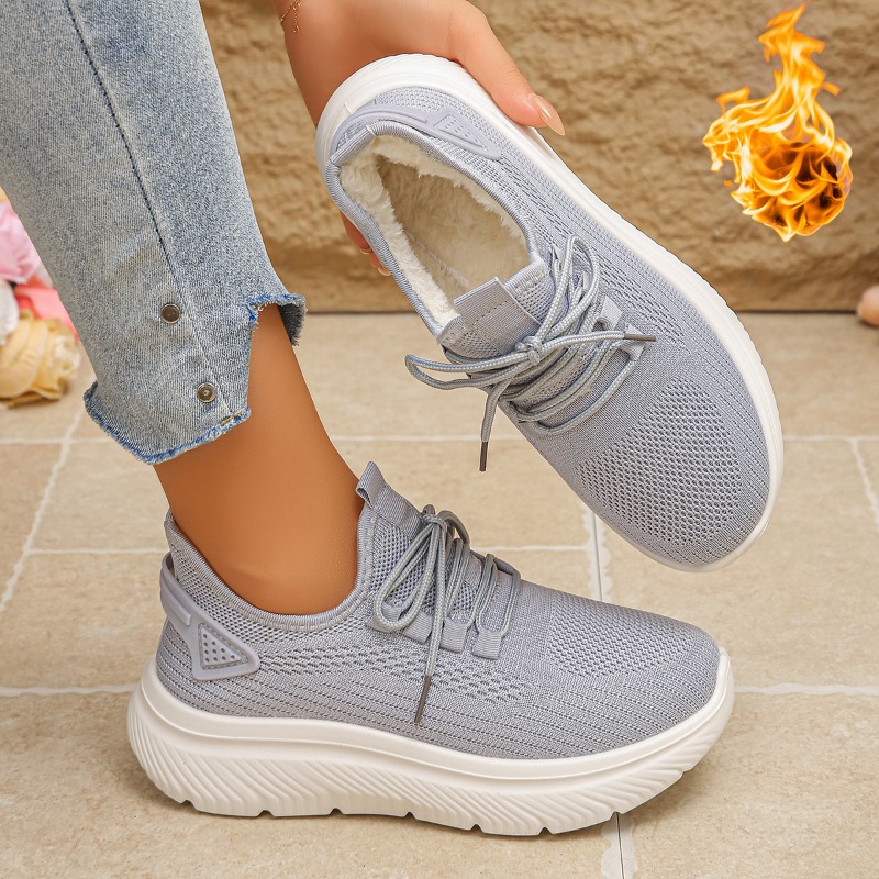 2027年レディース向け、通気性の良いニット素材を使用した軽 - Knit Fabric Lace Up Sneakers のレビューと価格