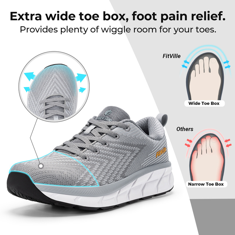FitVille メンズ ワイドフィット トレーナー 軽量ス - Breathable Mesh Athletic Shoes のレビューと価格